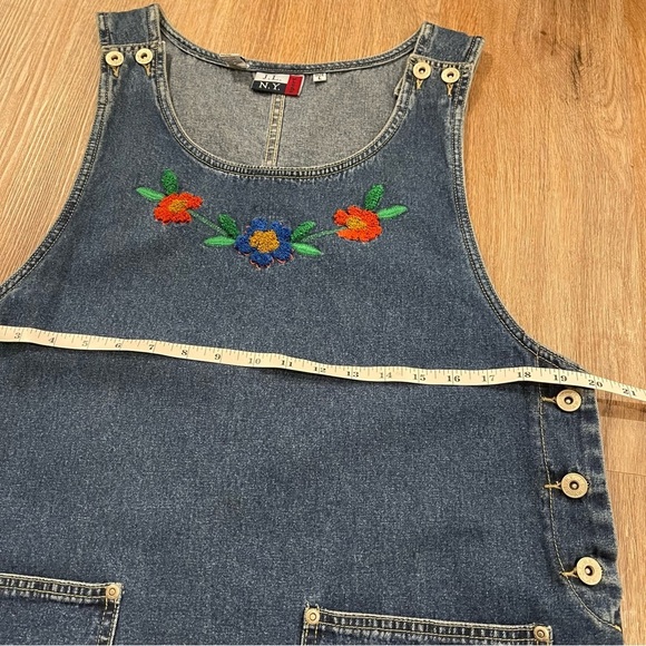 JL NY SPORTS Jean Dress Jumper Women’s Large Vintage Y2K 90s Cottagecore Floral - Picture 6 of 8